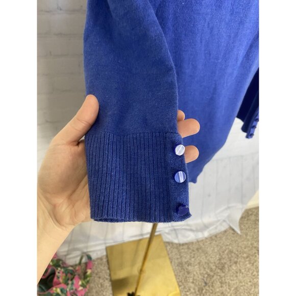 ⭐ 3/$15 Jessica Medium Cobalt Blue Henley Cotton Blend Sweater - Picture 4 of 7